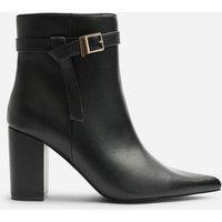 Where's That From Women's Evania Buckle Strap Detail Block Heeled Ankle Boot in Black | Size: 4