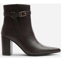Where's That From Women's Evania Buckle Strap Detail Block Heeled Ankle Boot in Dark Brown | Size: 6