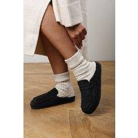 Where's That From Women's Divelle Low Back Slip On Mule With Fleece Lining in Black | Size: 4