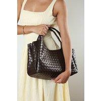 Where's That From Women's Harella Woven Tote Bag in Dark Brown