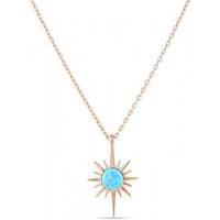 Spero London Women's Blue Opal Northernstar Sterling Silver Pendant Necklace in Rose Gold