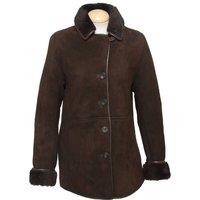 SNUGRUGS Women's Double Faced Longer Length Sheepskin Coat in Dark Brown | Size: 16