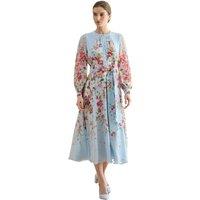 Hobbs London Women's Liberty Silk Midi Dress in Baby Blue | Size: 10