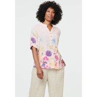 Izabel London Women's Floral Turn-Up Sleeve Curve Hem Blouse in Pink | Size: 10