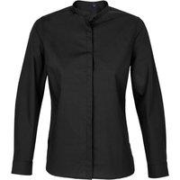 NEOBLU Women's Poplin Bart Mao Collar Long-Sleeved Shirt in Midnight | Size: 14-16