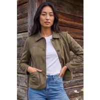 Roman Women's Petite Suede Jacket in Khaki | Size: 14