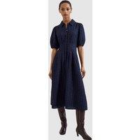 Phase Eight Women's Yasmine Textured Puff Sleeve Midi Dress in Dark Navy | Size: 10