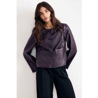 Phase Eight Women's Malina Faux Leather Jacket in Aubergine | Size: 16