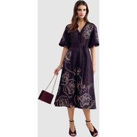 Phase Eight Women's Mabel Floral V-Neck Midi Dress in Aubergine | Size: 16