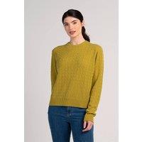 Kettlewell Women's Cable Cashmere Blend Crew Neck Sweater in Khaki | Size: 8