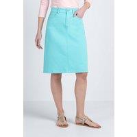 Kettlewell Women's Darla Knee-Length Twill Skirt in Aqua | Size: 18