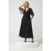 Yours Women's Sequin Maxi Dress in Black | Size: 16