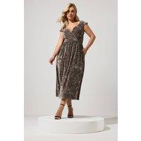 Yours Women's Velvet Midi Dress in Brown | Size: 22