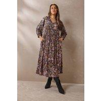 Evans Women's Paisley Maxi Dress in Black | Size: 22-24