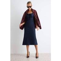 WOVCOR Women's Square Neck Sleeveless Bodycon Midi Dress in Navy | Size: 6