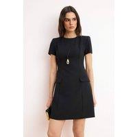 WOVCOR Women's A-Line Short Sleeve Crew Neck Mini Dress in Black | Size: 6