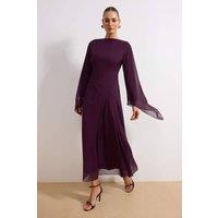 WOVCOR Women's Princess Sleeve Boat Neck Maxi Dress in Burgundy | Size: 6