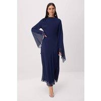 WOVCOR Women's Princess Sleeve Boat Neck Maxi Dress in Navy | Size: 16
