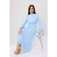 WOVCOR Women's Princess Sleeve Boat Neck Maxi Dress in Baby Blue | Size: 12