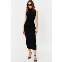 WOVCOR Women's High Neck Sleeveless Draped Bodycon Maxi Dress in Black | Size: Small