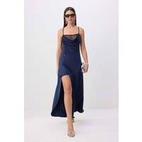 WOVCOR Women's V Neck Slip Maxi Dress in Navy | Size: 10