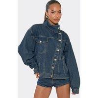 EGO Women's Long Sleeve Button Denim Jacket in Dark Blue | Size: 8