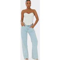 EGO Women's Wide Leg Denim Mid Rise Jeans in Baby Blue | Size: 6