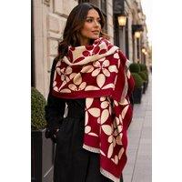 Lemon Daisy Accessories Women's Soft Autumn Winter Scarf Shawl in Red