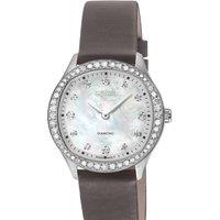 Gevril Women's Morcote Swiss Diamond Watch white MOP Grey Leather Strap