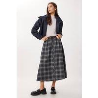 Happiness Istanbul Women's High Waist Midi Skirt with Button Closure in Navy | Size: Small