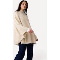 Damart Women's Thermal Cable Detail Poncho High Neck Knitted Cape in Beige