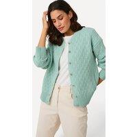 Damart Women's Thermal Cardigan Fancy Stitch, Comfort Fit, Long Sleeve in Pale Green | Size: 10-12
