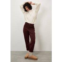 Apricot Women's Kate Patch Pocket Tapered Jeans in Burgundy | Size: 26