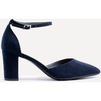 Linzi Women's Davinas Wide Fit Navy Faux Suede Court Heels | Size: 4-Wide Fit