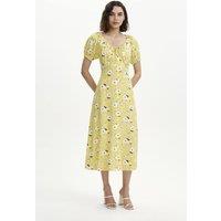 Finery London Women's Regular Jada Puff Sleeve Midi Dress in Lime | Size: 18
