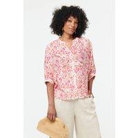 Izabel London Women's Printed 1/2 Puff Sleeve Curve Hem Blouse in Pink | Size: 18