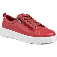 Jones Bootmaker Women's Anara Zip & Lace Leather Trainers in Red | Size: 5
