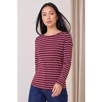 Roman Women's Stripe Print Soft Touch Top in Burgundy | Size: 10