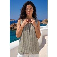 Roman Women's Classic Stripe Sleeveless Vest in Khaki | Size: 20