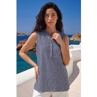 Roman Women's Classic Stripe Sleeveless Vest in Navy | Size: 12