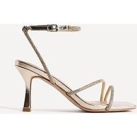 Linzi Women's Ruma Wide Fit Gold Diamante Heeled Sandals | Size: 6-Wide Fit