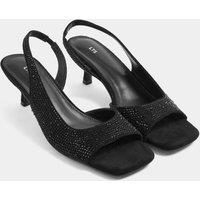 Long Tall Sally Women's Asymmetric Slingback Kitten Heels In Standard Fit in Black | Size: 10