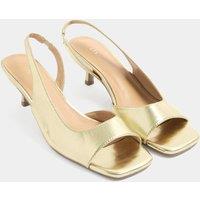 Long Tall Sally Women's Asymmetric Slingback Kitten Heels In Standard Fit in Gold | Size: 9