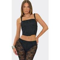 EGO Women's Strappy Lace Up Square Neck Corset Top in Black | Size: 10