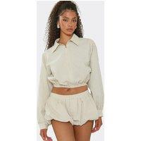 EGO Women's Long Sleeve Collared Checked Jacket in Ecru | Size: 8