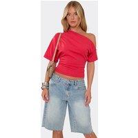 EGO Women's Short Sleeve Off-The Shoulder T-shirt in Coral | Size: 10