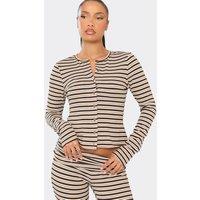 EGO Women's Long Sleeve Button Up V-neck Top in Chocolate | Size: 16