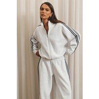 EGO Women's Long Sleeve Zip Marl Sweatshirt in Light Grey | Size: 10