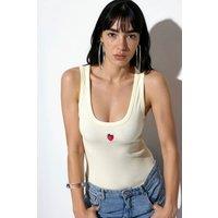 Busem Women's Ribbed Fitted Cami Top in Cream | Size: Small
