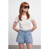 Dilvin Women's Crew Neck Short Sleeve T-Shirt in Off-White | Size: Small